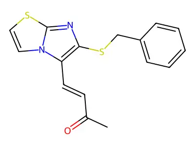 (E)-4-[6-(benzylsulfanyl)imidazo[2,1-b][1,3]thiazol-5-yl]-3-buten-2-one structure