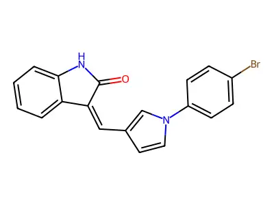 3-[[1-(4-bromophenyl)pyrrol-3-yl]methylidene]-1H-indol-2-one structure