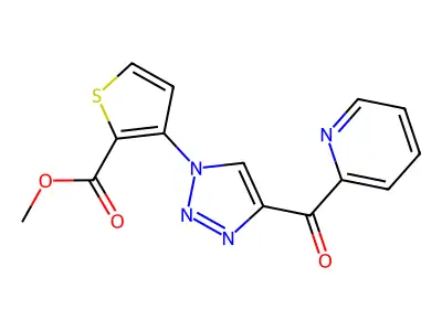 methyl 3-[4-(2-pyridinylcarbonyl)-1H-1,2,3-triazol-1-yl]-2-thiophenecarboxylate structure