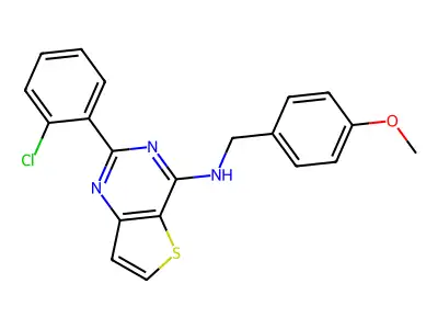 2-(2-chlorophenyl)-N-[(4-methoxyphenyl)methyl]thieno[3,2-d]pyrimidin-4-amine structure