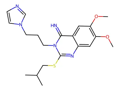 3-(3-imidazol-1-ylpropyl)-6,7-dimethoxy-2-(2-methylpropylsulfanyl)quinazolin-4-imine structure