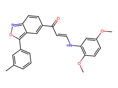 3-(2,5-dimethoxyanilino)-1-[3-(3-methylphenyl)-2,1-benzoxazol-5-yl]prop-2-en-1-one structure