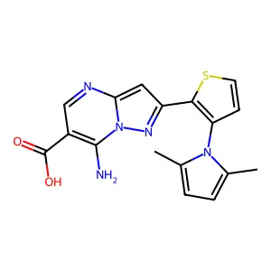 7-amino-2-[3-(2,5-dimethyl-1H-pyrrol-1-yl)-2-thienyl]pyrazolo[1,5-a]pyrimidine-6-carboxylic acid structure
