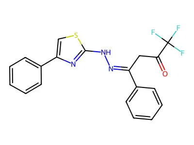 1,3-Butanedione, 4,4,4-trifluoro-1-phenyl-, 1-[(4-phenyl-2-thiazolyl)hydrazone] structure