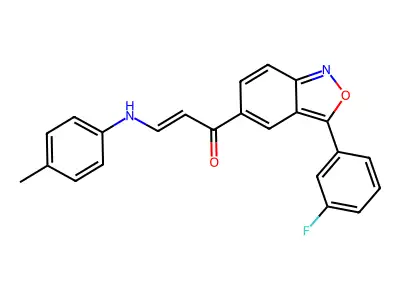 (E)-1-[3-(3-fluorophenyl)-2,1-benzisoxazol-5-yl]-3-(4-toluidino)-2-propen-1-one structure