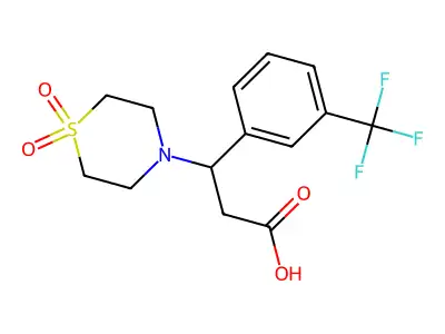 3-(1,1-dioxo-1lambda~6~,4-thiazinan-4-yl)-3-[3-(trifluoromethyl)phenyl]propanoic acid structure