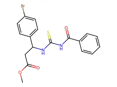 Methyl 3-{[(benzoylamino)carbothioyl]amino}-3-(4-bromophenyl)propanoate structure