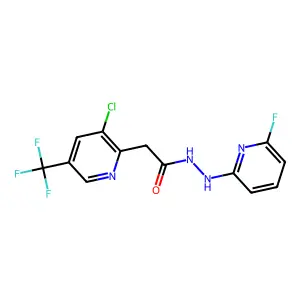2-[3-chloro-5-(trifluoromethyl)-2-pyridinyl]-N'-(6-fluoro-2-pyridinyl)acetohydrazide structure