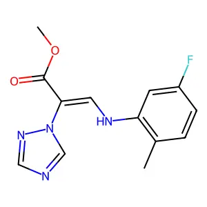 methyl (E)-3-(5-fluoro-2-methylanilino)-2-(1,2,4-triazol-1-yl)prop-2-enoate structure