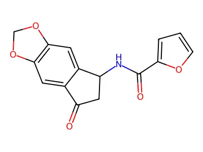 N-(7-oxo-6,7-dihydro-5H-indeno[5,6-d][1,3]dioxol-5-yl)-2-furamide structure
