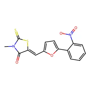 (5E)-3-METHYL-5-{[5-(2-NITROPHENYL)FURAN-2-YL]METHYLIDENE}-2-SULFANYLIDENE-1,3-THIAZOLIDIN-4-ONE structure