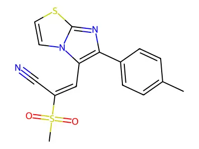 3-[6-(4-methylphenyl)imidazo[2,1-b][1,3]thiazol-5-yl]-2-methylsulfonylprop-2-enenitrile structure