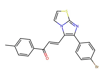 3-[6-(4-bromophenyl)imidazo[2,1-b][1,3]thiazol-5-yl]-1-(4-methylphenyl)prop-2-en-1-one structure