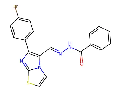 N-[[6-(4-bromophenyl)imidazo[2,1-b][1,3]thiazol-5-yl]methylideneamino]benzamide structure