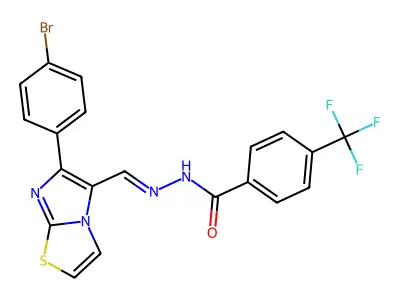 N'-{(E)-[6-(4-bromophenyl)imidazo[2,1-b][1,3]thiazol-5-yl]methylidene}-4-(trifluoromethyl)benzenecarbohydrazide structure