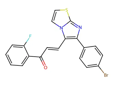 3-[6-(4-bromophenyl)imidazo[2,1-b][1,3]thiazol-5-yl]-1-(2-fluorophenyl)prop-2-en-1-one structure
