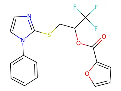 2,2,2-trifluoro-1-{[(1-phenyl-1H-imidazol-2-yl)sulfanyl]methyl}ethyl 2-furoate structure