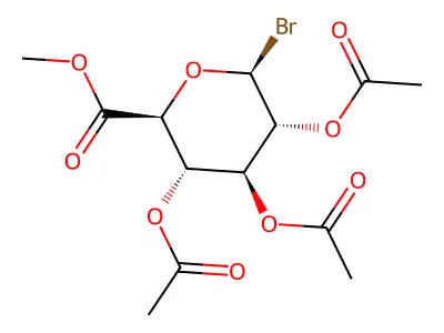 methyl 3,4,5-triacetoxy-6-bromo-tetrahydro-2H-pyran-2-carboxylate structure