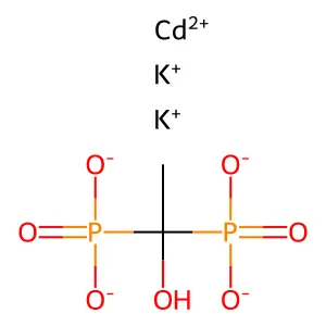 Phosphonic acid, P,P'-(1-hydroxyethylidene)bis-, cadmium potassium salt (1:1:2) structure