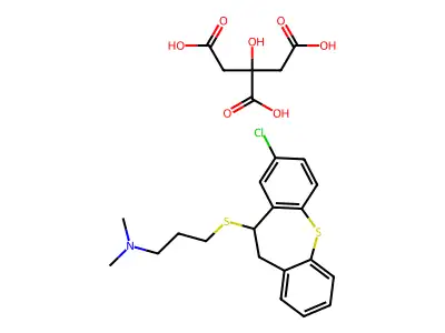 8-Chloro-10-(3-dimethylaminopropylthio)-10,11-dihydrodibenzo(b,f)thiepin dihydrogen citrate structure