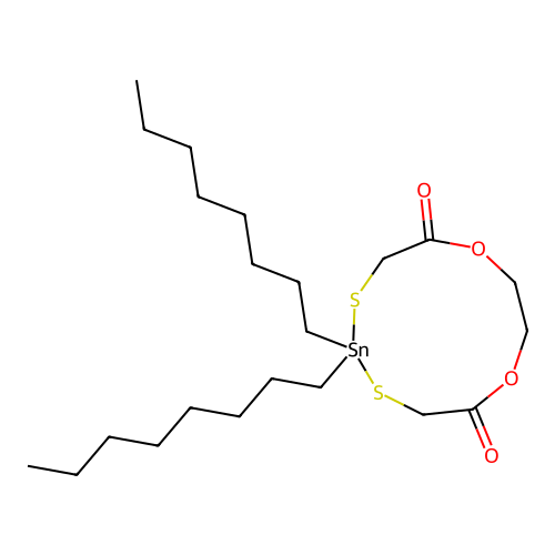 Di-n-octyltin ethyleneglycol bis(mercaptoacetate) structure
