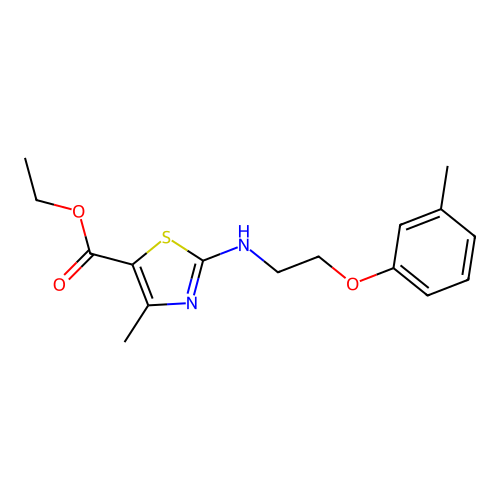 Ethyl 4-methyl-2-{[2-(3-methylphenoxy)ethyl]amino}-1,3-thiazole-5-carboxylate structure
