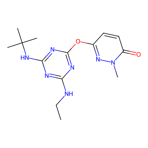 6-[[4-(tert-butylamino)-6-(ethylamino)-1,3,5-triazin-2-yl]oxy]-2-methylpyridazin-3-one structure