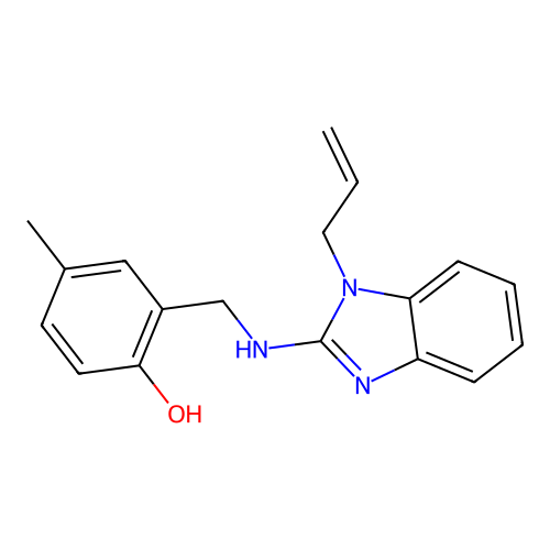 4-Methyl-2-[[(1-prop-2-enylbenzimidazol-2-yl)amino]methyl]phenol structure