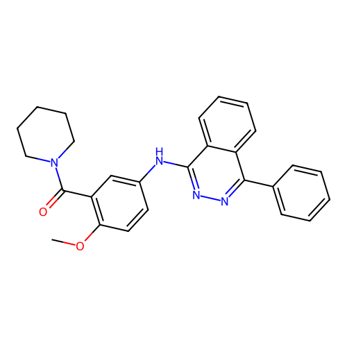 (2-Methoxy-5-((4-phenylphthalazin-1-yl)amino)phenyl)(piperidin-1-yl)methanone structure