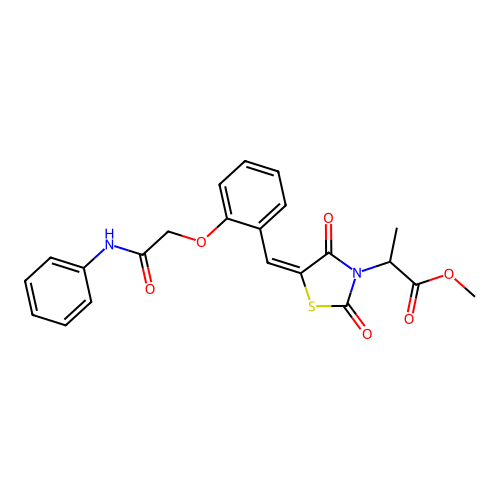 methyl 2-[(5E)-2,4-dioxo-5-{2-[2-oxo-2-(phenylamino)ethoxy]benzylidene}-1,3-thiazolidin-3-yl]propanoate structure