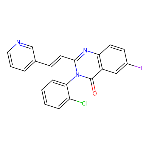 3-(2-chlorophenyl)-6-iodo-2-[(E)-2-pyridin-3-ylethenyl]quinazolin-4-one structure