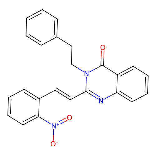 2-[(E)-2-(2-nitrophenyl)ethenyl]-3-(2-phenylethyl)quinazolin-4(3H)-one structure