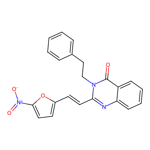 2-[2-(5-Nitro-furan-2-yl)-vinyl]-3-phenethyl-3H-quinazolin-4-one structure