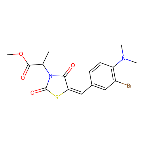 methyl 2-{(5E)-5-[3-bromo-4-(dimethylamino)benzylidene]-2,4-dioxo-1,3-thiazolidin-3-yl}propanoate structure