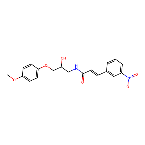 (E)-N-[2-hydroxy-3-(4-methoxyphenoxy)propyl]-3-(3-nitrophenyl)prop-2-enamide structure