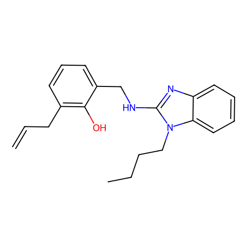 2-{[(1-butyl-1H-benzimidazol-2-yl)amino]methyl}-6-(prop-2-en-1-yl)phenol structure