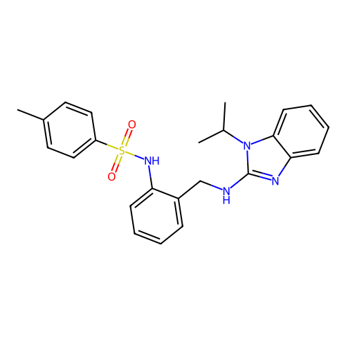 4-methyl-N-[2-[[(1-propan-2-ylbenzimidazol-2-yl)amino]methyl]phenyl]benzenesulfonamide structure