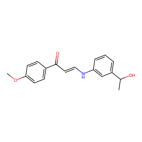 (E)-3-[3-(1-hydroxyethyl)anilino]-1-(4-methoxyphenyl)prop-2-en-1-one structure