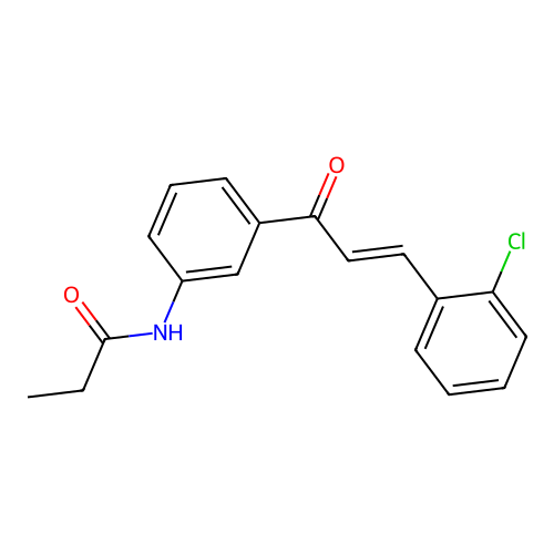 N-[3-[(E)-3-(2-chlorophenyl)prop-2-enoyl]phenyl]propanamide structure