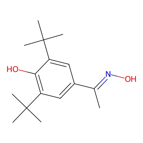 2,6-ditert-butyl-4-(N-hydroxy-C-methylcarbonimidoyl)phenol structure
