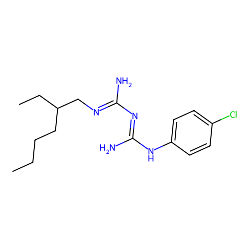1-(4-chlorophenyl)-2-(N-(2-ethylhexyl)carbamimidoyl)guanidine structure