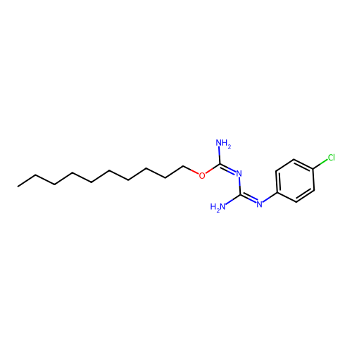 decyl N'-[N'-(4-chlorophenyl)carbamimidoyl]carbamimidate structure