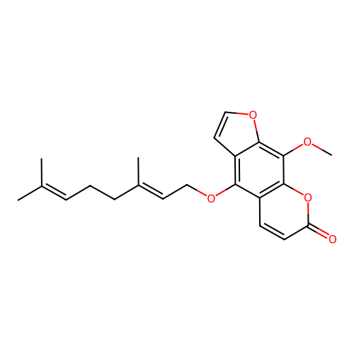 9-Hydroxy-4-(3,7-dimethyl-2,6-octadienyloxy)-psoralen structure