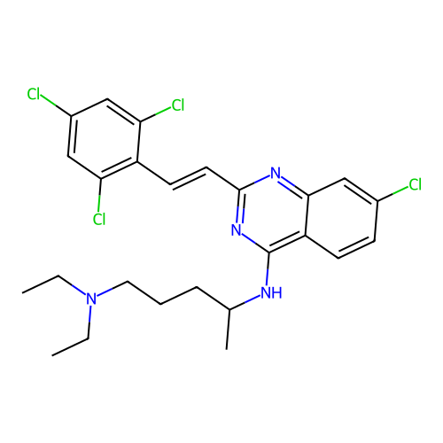1,4-Pentanediamine, N(sup 4)-(7-chloro-2-(2-(2,4,6-trichlorophenyl)ethenyl)-4-quinazolinyl)-N(sup 1),N(sup 1)-diethyl- structure