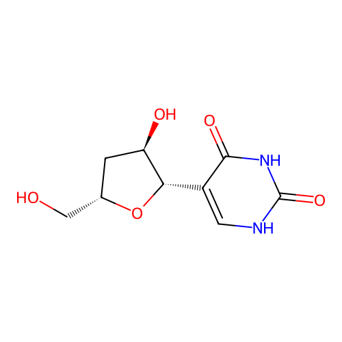 5-(3-Deoxy-|A-D-erythro-pentofuranosyl)-2,4(1H,3H)-pyrimidinedione structure