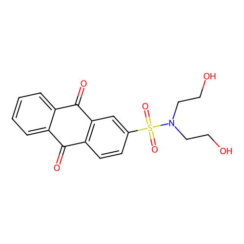 N,N-bis(2-hydroxyethyl)-9,10-dioxo-9,10-dihydroanthracene-2-sulfonamide structure
