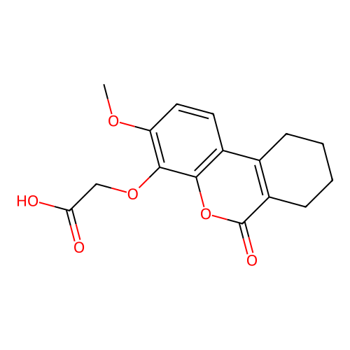 [(3-methoxy-6-oxo-7,8,9,10-tetrahydro-6H-benzo[c]chromen-4-yl)oxy]acetic acid structure