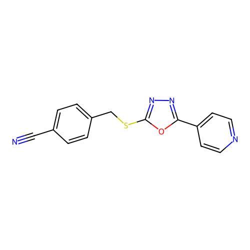 4-({[5-(Pyridin-4-yl)-1,3,4-oxadiazol-2-yl]sulfanyl}methyl)benzonitrile structure