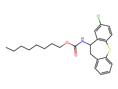Carbamic acid, (8-chloro-10,11-dihydrodibenzo(b,f)thiepin-10-yl)-, octyl ester structure