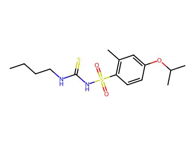 Benzenesulfonamide, N-((butylamino)thioxomethyl)-2-methyl-4-(1-methylethoxy)- structure